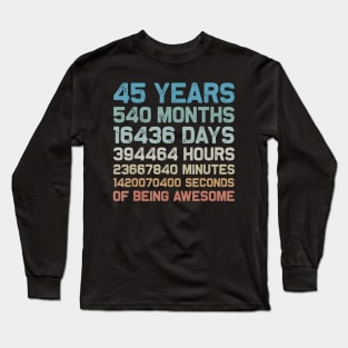 Vintage 1974 45th Birthday 45 Yrs Old 540 Months Gift Long Sleeve T-Shirt